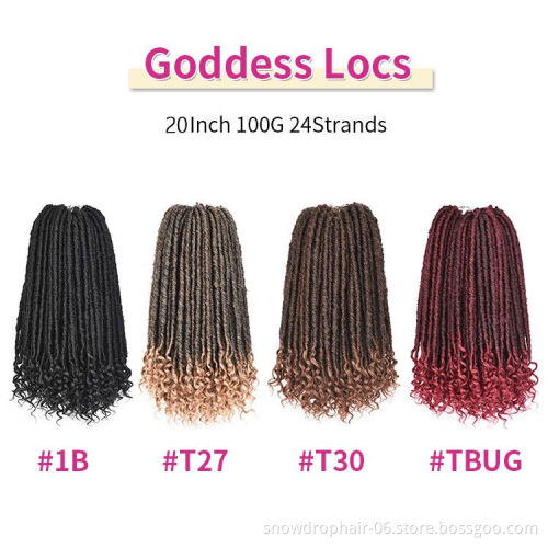 Julianna Synthetic Hair Extensions With Curly Ends Goddess Locs Crochet Hair Staight Faux Locs With Curly Goddess Faux Locs